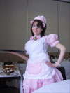 Hello_Kitty dons a maid outfit to help out at the cosplay café